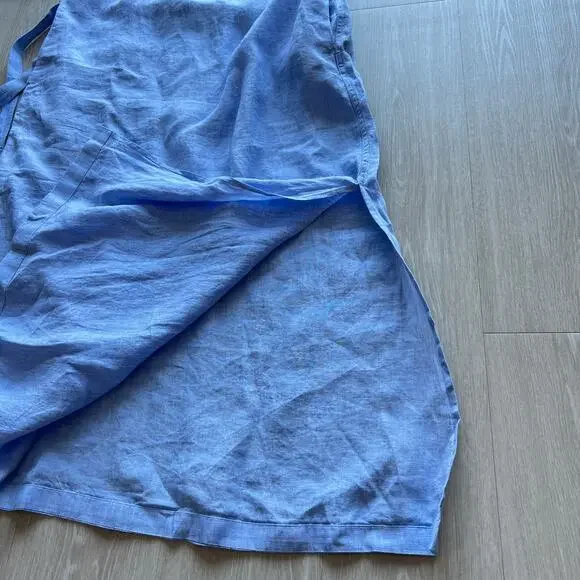 J Crew Cabana Linen Dress Size Small Blue Long Sleeve Pockets Flaw - Picture 11 of 15